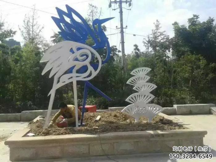 飯店白鷺雕塑，鍍金歐式雕塑，鍍金工藝