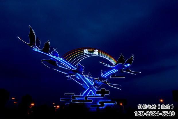 庭院白鷺雕塑，鍍金歐式雕塑，網格形式