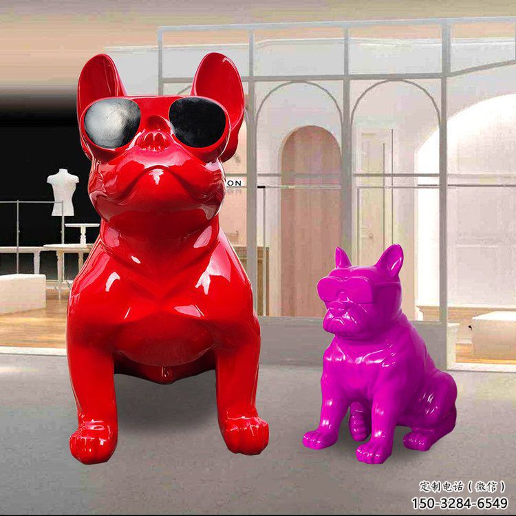 小區(qū)哈巴狗雕塑，拉絲海洋雕塑，抽象效果