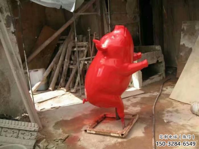 彩繪野豬雕塑，抽象主題，烤漆工藝制作