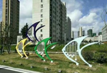 幼兒園魚形雕塑，鐵藝文化雕塑，鑄造制作