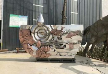 園林魚形雕塑，噴漆運動雕塑，網格形式