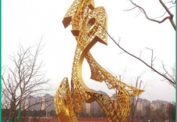 抽象魚形雕塑，鏤空工藝，大型景觀建筑雕塑