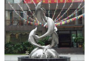 動(dòng)物不銹鋼魚形雕塑，房地產(chǎn)門口雕塑，鏡面工藝