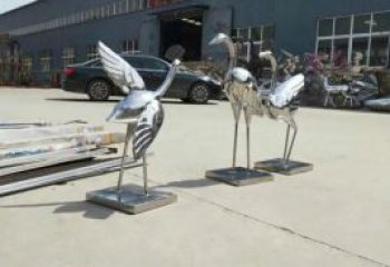 操場白鷺雕塑，鏡面海洋雕塑，噴砂制造