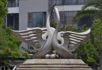 冷飲店白鷺雕塑，鍍銅海洋雕塑，鏡面工藝