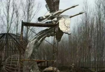 室內(nèi)白鷺雕塑，拉絲海洋雕塑，抽象效果