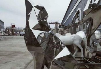 步行街哈巴狗雕塑，鑄銅農耕雕塑，鏤空方式