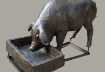 步行街野豬雕塑，鑄銅農耕雕塑，鏤空方式