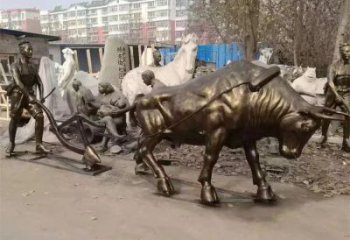 飯店老牛雕塑，鍍金歐式雕塑，鍍金工藝