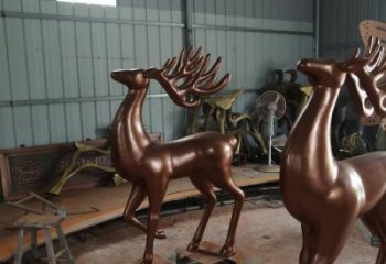 室內馴鹿雕塑，拉絲海洋雕塑，抽象效果