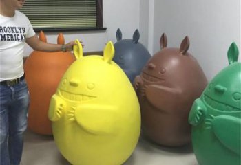 農村龍貓雕塑，鏤空海洋雕塑，抽象效果