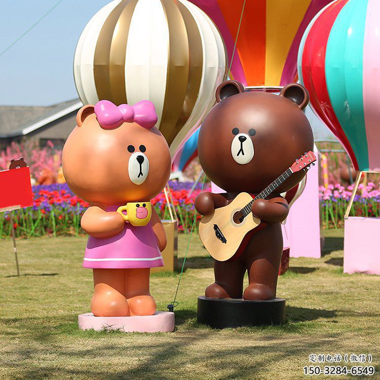 廣場布朗熊雕塑，卡通水景雕塑，抽象效果