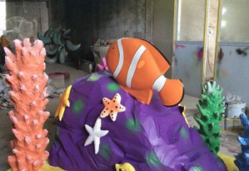 冷飲店珊瑚雕塑，鍍銅海洋雕塑，彩繪工藝