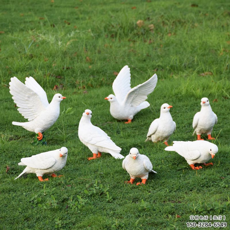 鴿子雕塑，鍍銅鳥類雕塑，鏡面工藝