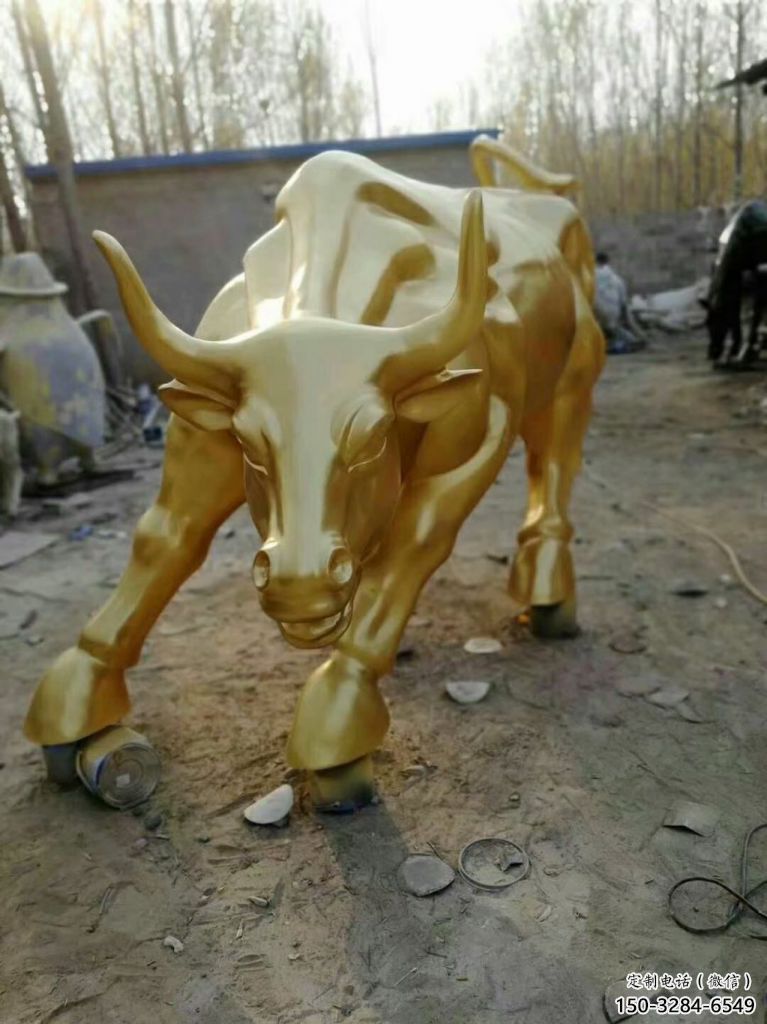 抽象華爾街牛雕塑 店門口彩繪雕塑 步行街擺件