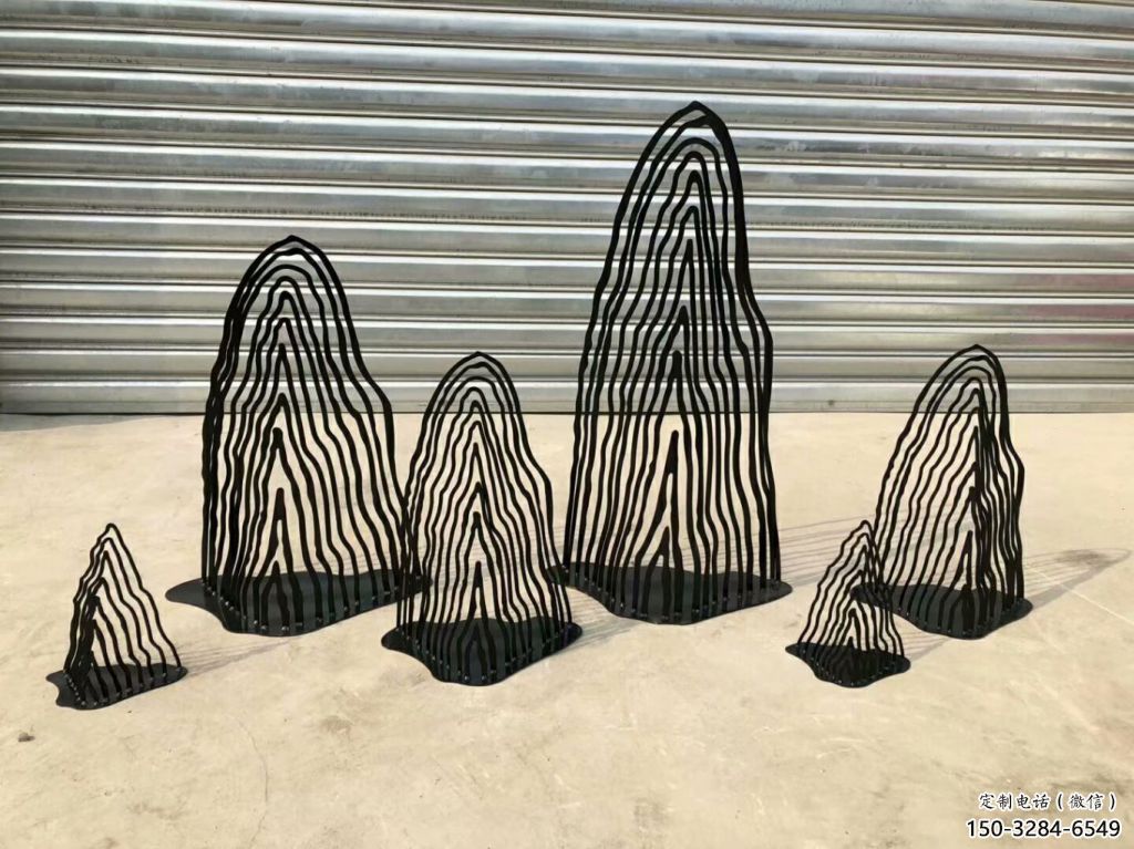 園林假山雕塑，噴漆景觀雕塑，網格形式