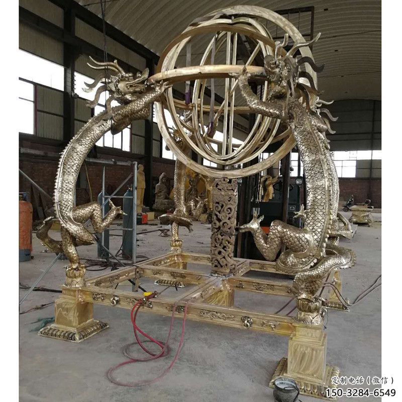 城市渾天儀雕塑，網格體育雕塑，古銅效果