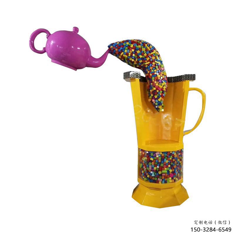 售樓部茶壺雕塑，噴砂發(fā)光雕塑，烤漆題材