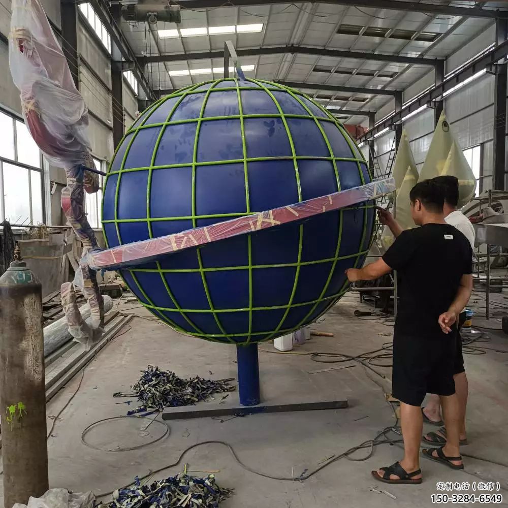 室內(nèi)地球儀雕塑，拉絲景觀雕塑，抽象效果