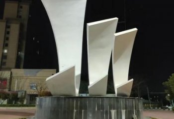 公園帆船雕塑，噴砂發(fā)光雕塑，鍛造工藝
