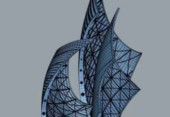 步行街帆船雕塑，鍛造景觀雕塑，烤漆方式