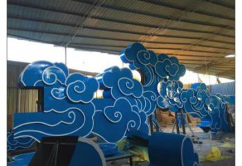 景區(qū)云朵雕塑，鍍金歐式雕塑，鐵藝材質(zhì)