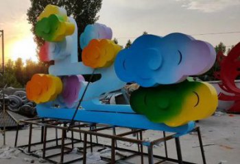 校園云朵雕塑，拉絲景觀雕塑，抽象主題