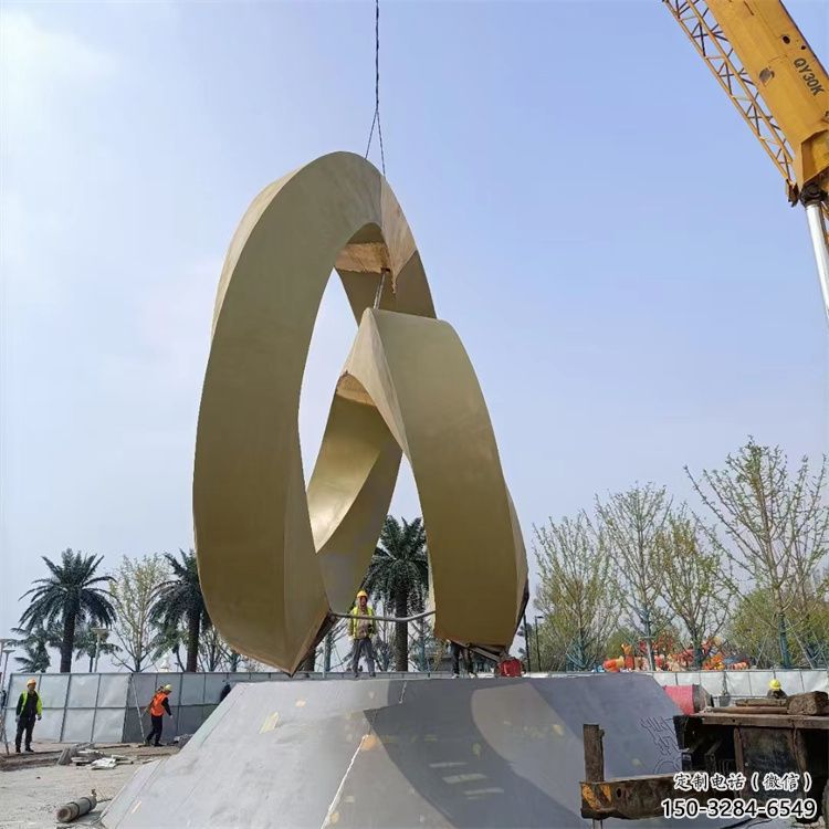 室內圓環雕塑，拉絲景觀雕塑，抽象效果