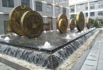 景觀館銅錢雕塑，黃銅景觀雕塑，鑄銅工藝