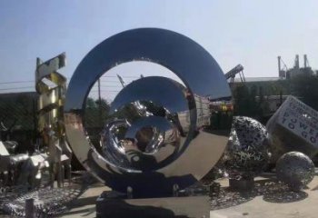 步行街圓環雕塑，鍛造景觀雕塑，鏤空方式