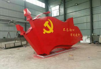 校園黨徽雕塑，拉絲黨建雕塑，抽象主題