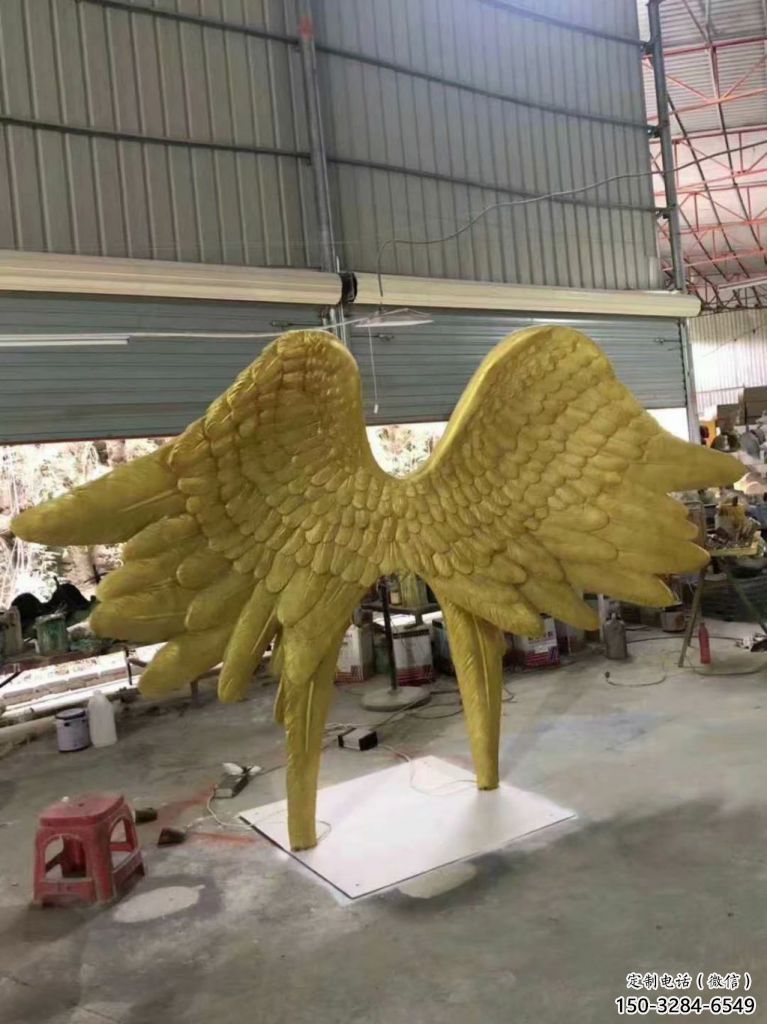 翅膀雕塑，鏤空景觀雕塑，抽象效果