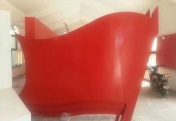 小區(qū)旗幟雕塑，拉絲黨建雕塑，抽象效果