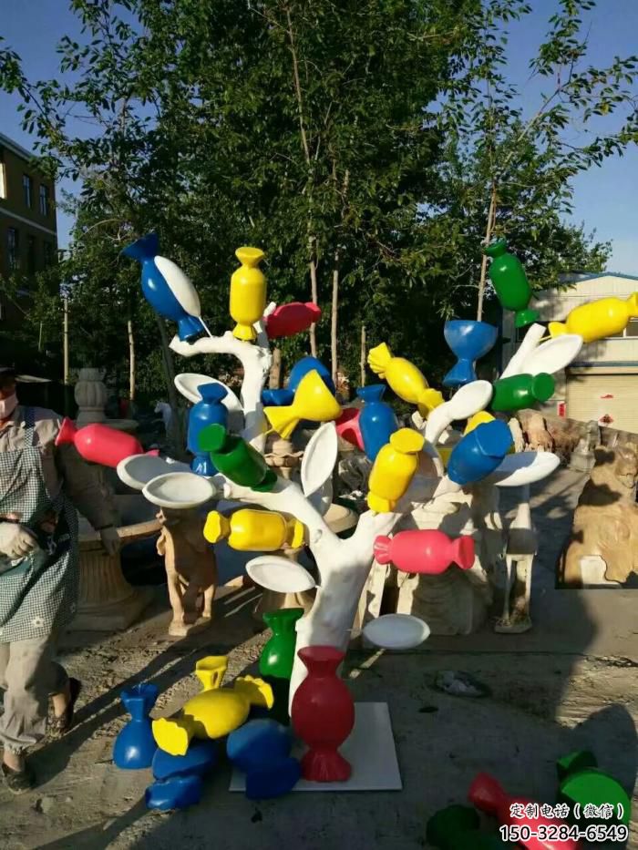 村口糖果雕塑 啞光景觀擺件 公園雕塑