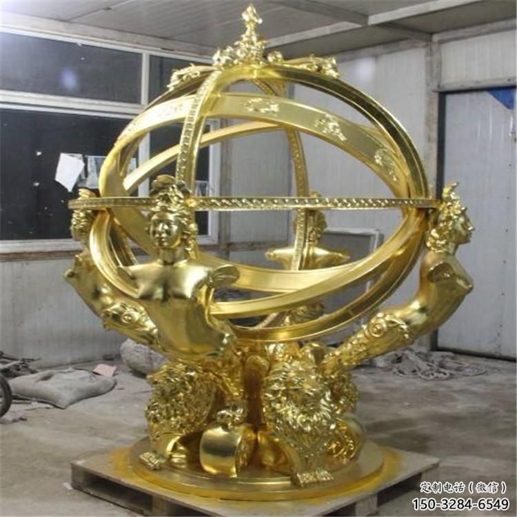 酒店地動儀雕塑，鍍金歐式雕塑，仿古擺件
