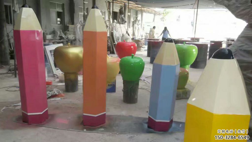 大門口鉛筆雕塑 發光公園小品 仿真雕塑