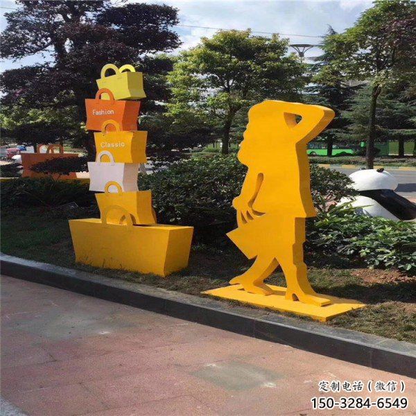 彩繪包包雕塑 懸空餐飲店擺件 街頭雕塑