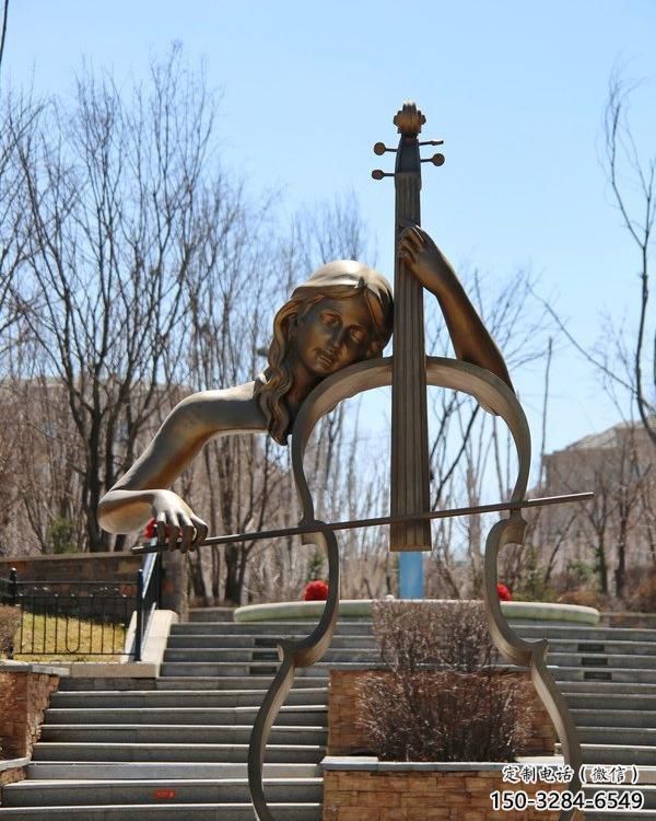 商業(yè)街吉他雕塑 烤漆擺件 彩繪雕塑