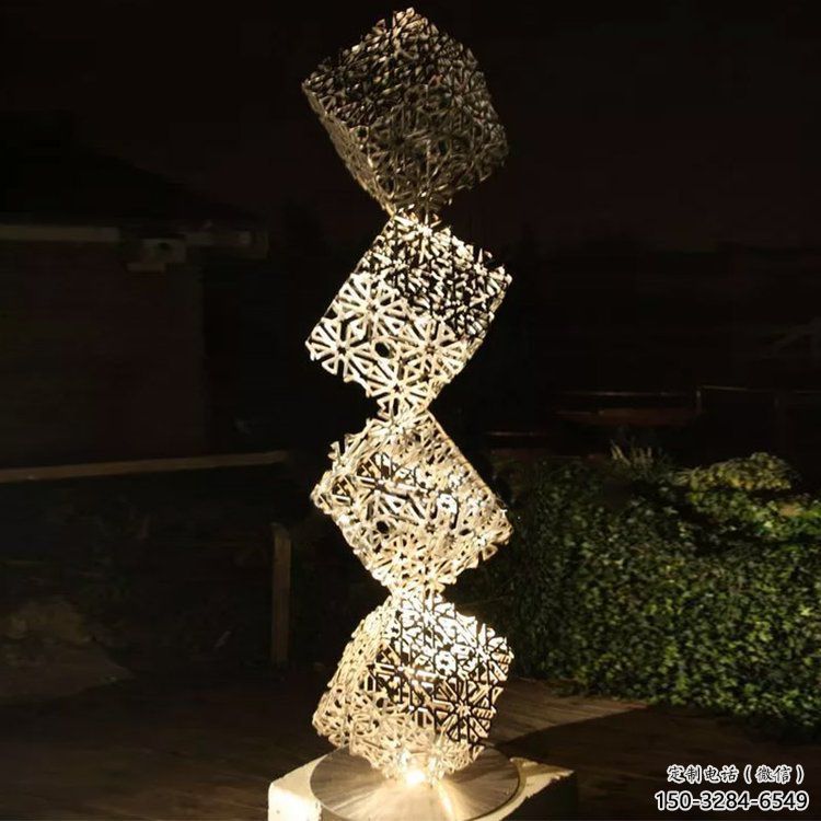 村口積木雕塑 啞光景觀擺件 公園雕塑