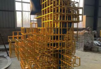 別墅區積木雕塑 大型別墅區擺件 剪影雕塑