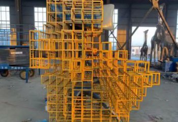 街頭積木雕塑 大型別墅區擺件 鋼管雕塑