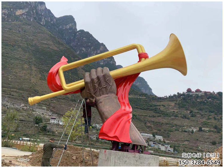 廣場(chǎng)軍號(hào)雕塑 公園仿真雕塑 抽象擺件