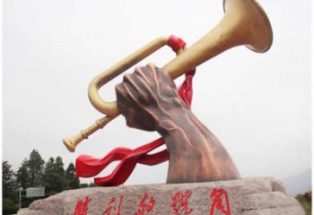 風景區軍號雕塑 售樓處廣場雕塑 烤漆擺件