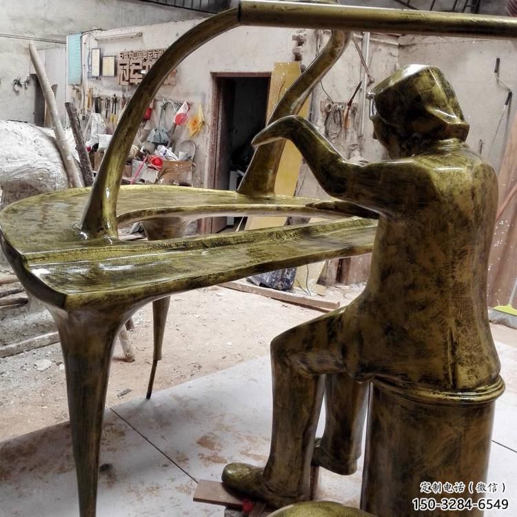 仿真鋼琴雕塑 電鍍現(xiàn)代擺件 部隊雕塑