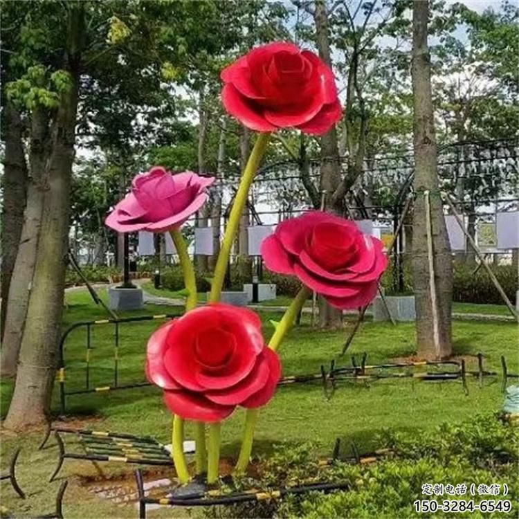 步行街玫瑰雕塑 游樂場景觀花朵雕塑 鑄造雕塑