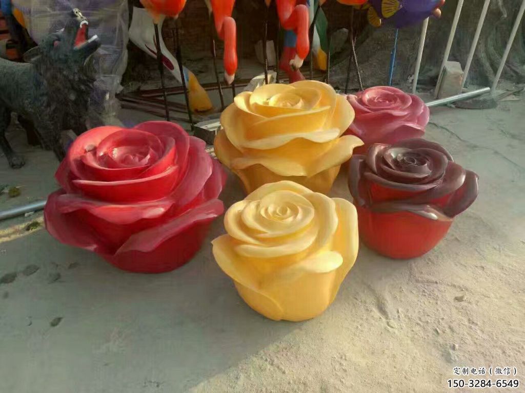 景觀玫瑰雕塑 仿真景觀花朵雕塑 景觀雕塑