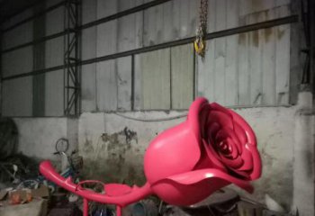 商業街玫瑰雕塑 烤漆擺件 彩繪雕塑