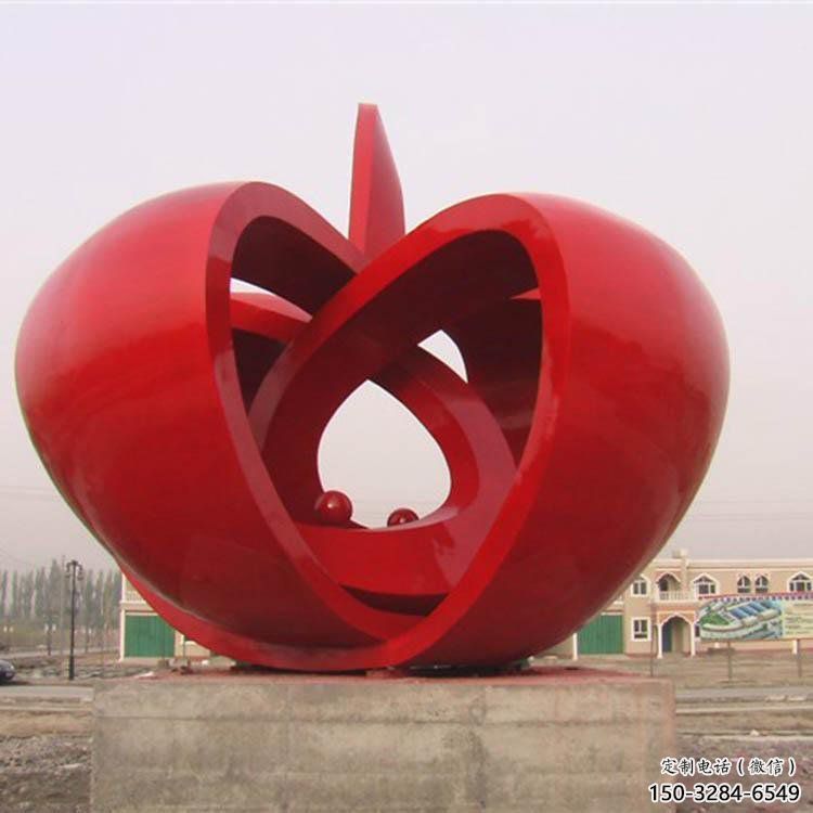 幾何蘋果雕塑 庭院仿真雕塑 彩繪擺件