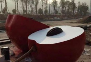 廣場蘋果雕塑 抽象果蔬雕塑 烤漆水果雕塑